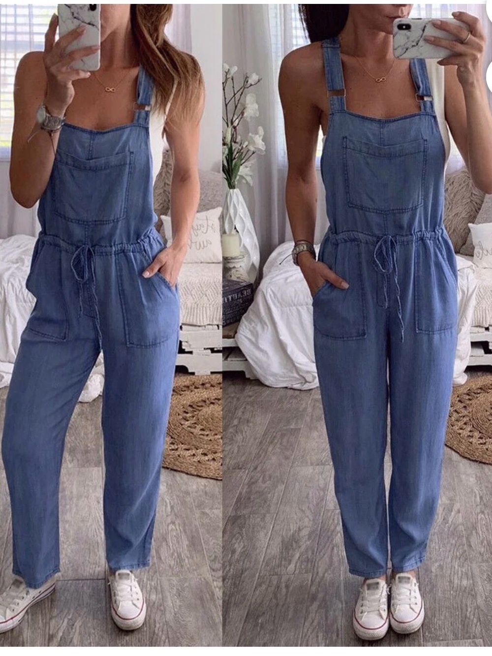 MOTHER Light Blue Denim Overalls Jumpsuit